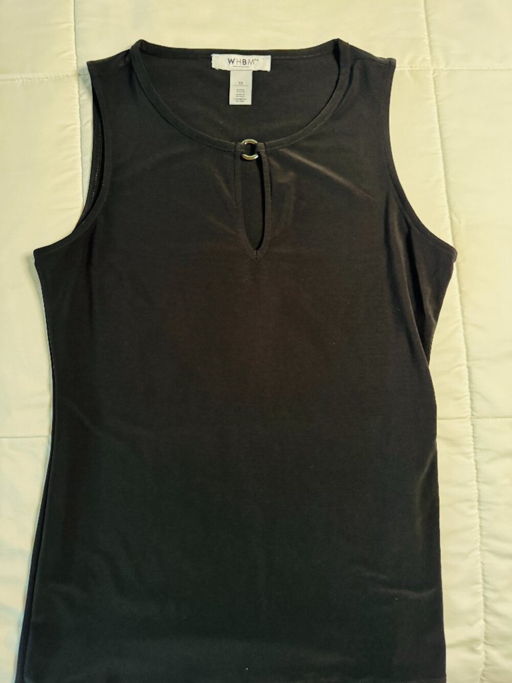 White House Black Market Matte Jersey O-Ring Keyhole Tank Top Black - XS
